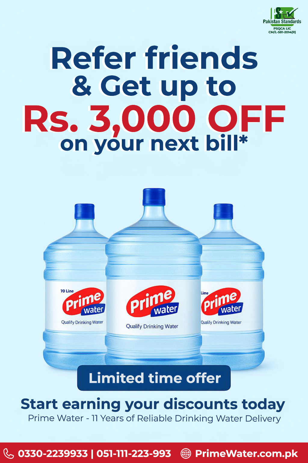 Prime Water, Referral Rewards Program Banner